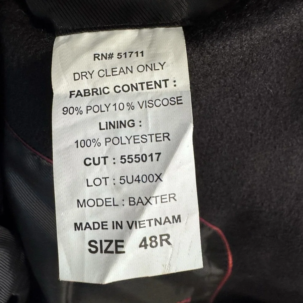 Andrew Fezza‎ Mens Baxter  Blazer 2 Button Sport Coat Jacket Black 48 R